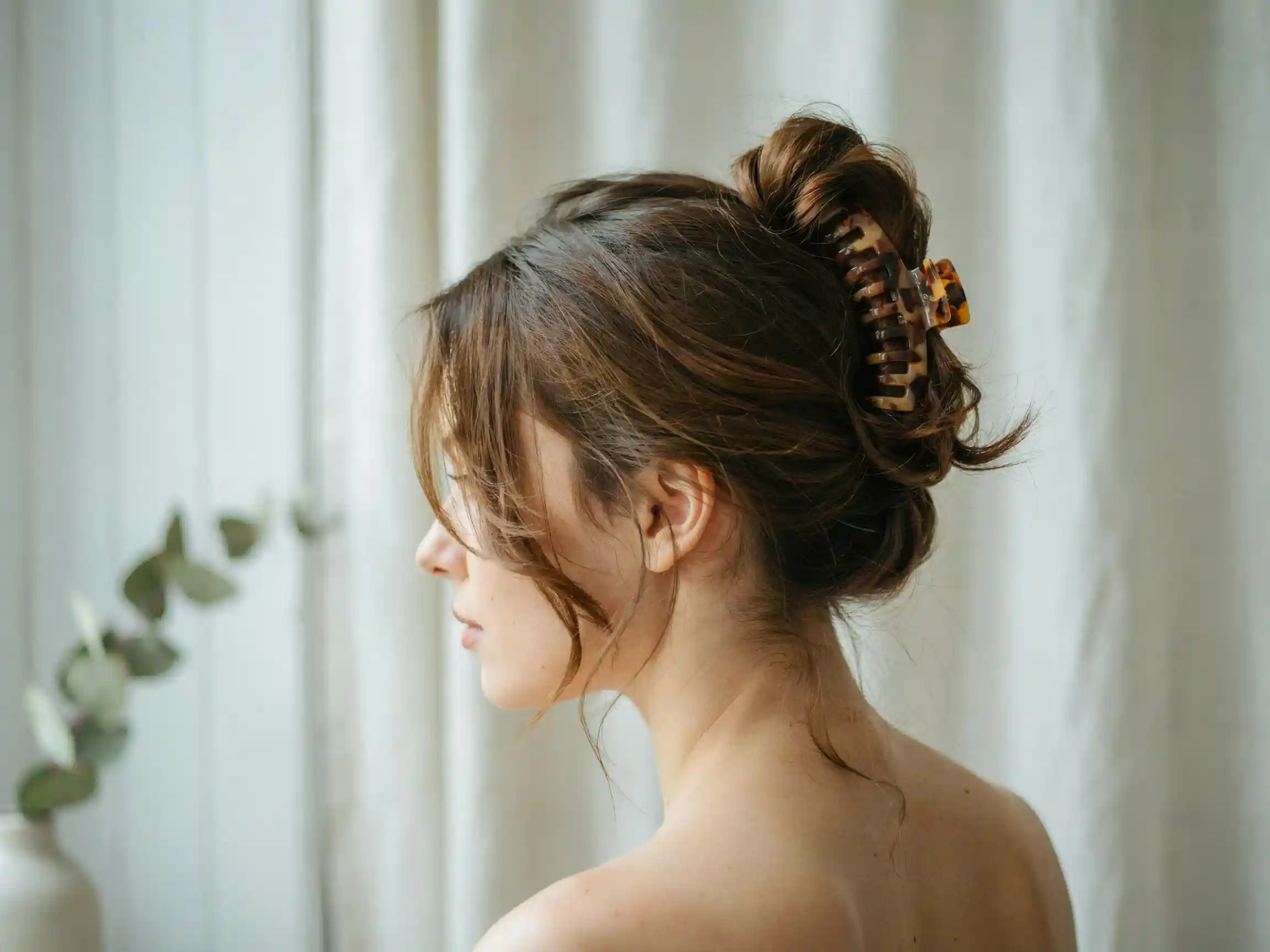 hairstyles for medium hair half up, medium hair beach waves, claw clip updo medium hair