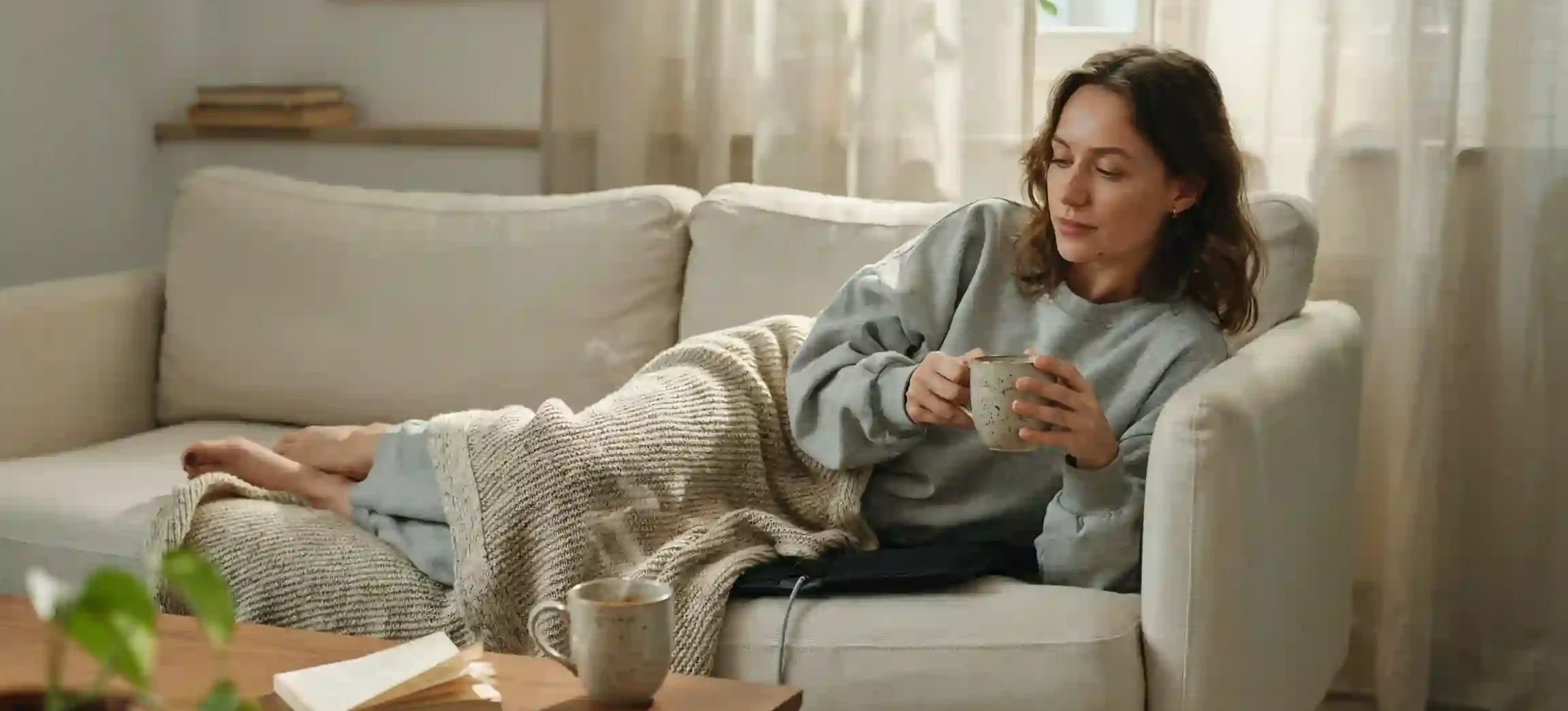 period tips cozy self care, period cramp relief heating pad, period friendly foods