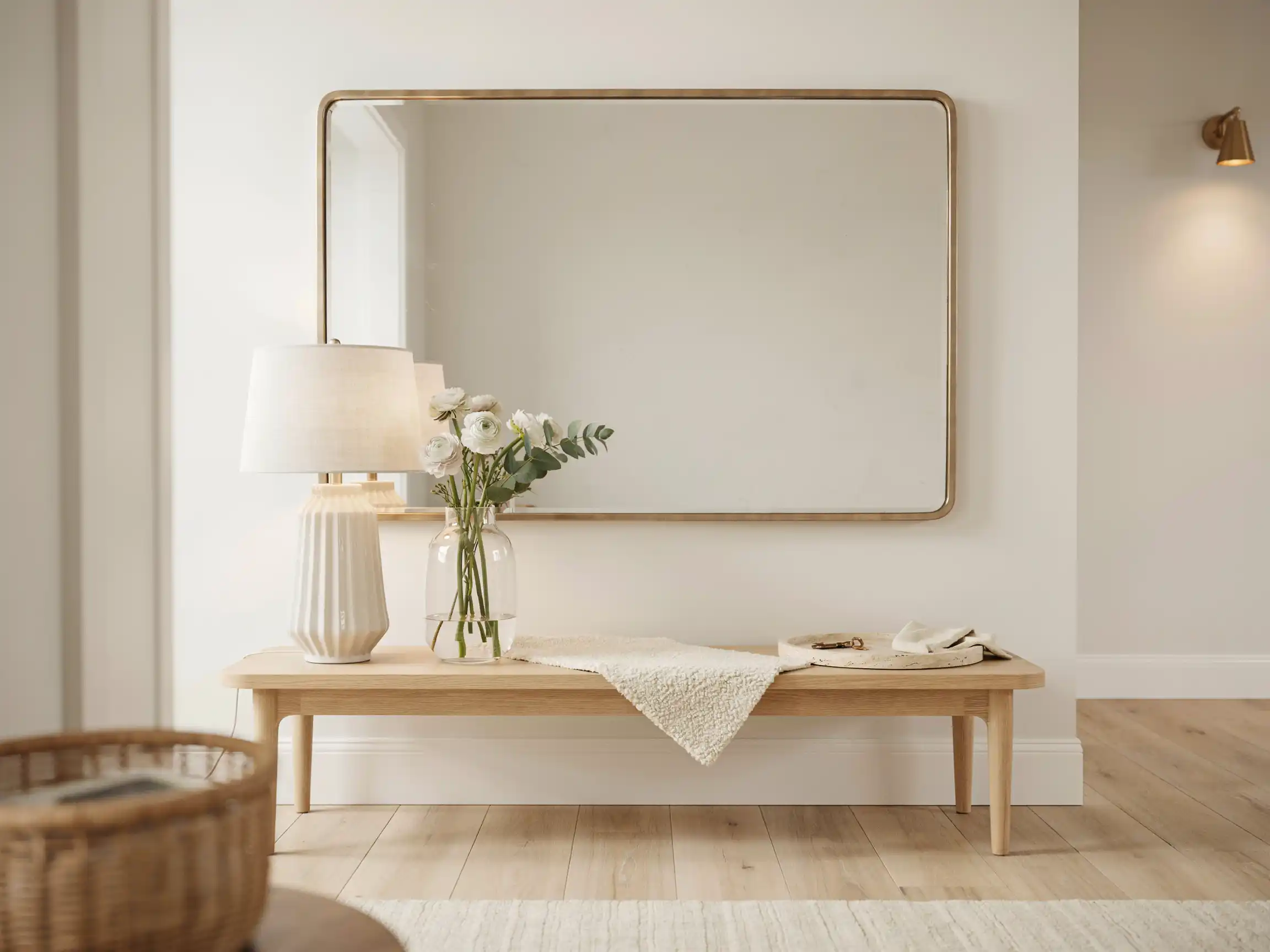 chic room decor neutral living room, chic statement lighting idea, chic layered textures decor