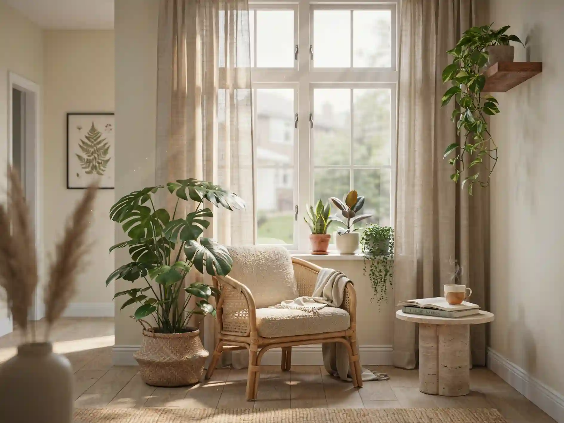 indoor house plants aesthetic living room, trailing pothos shelf aesthetic, styled plant shelfie with terracotta pots