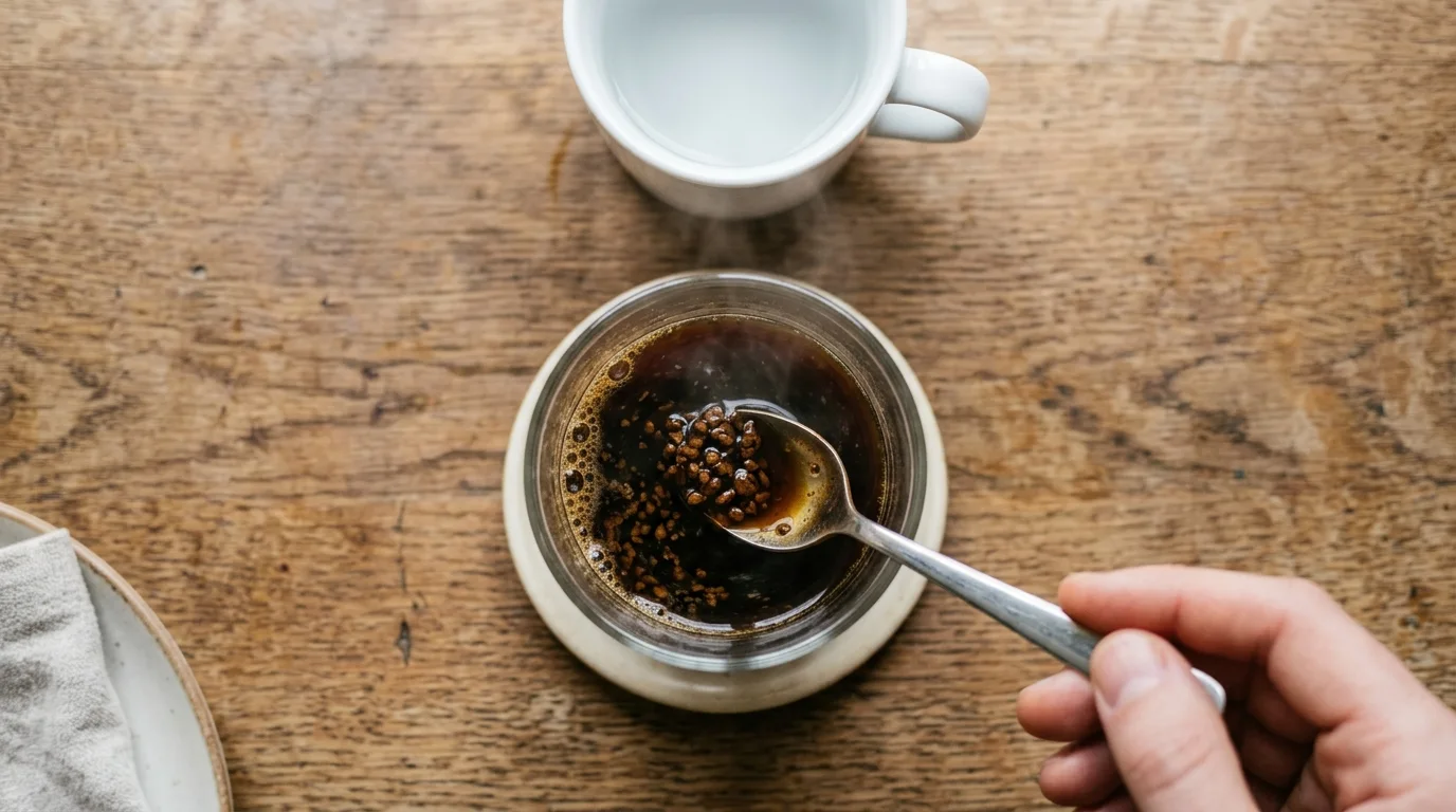 instant coffee iced coffee recipe in a tall glass