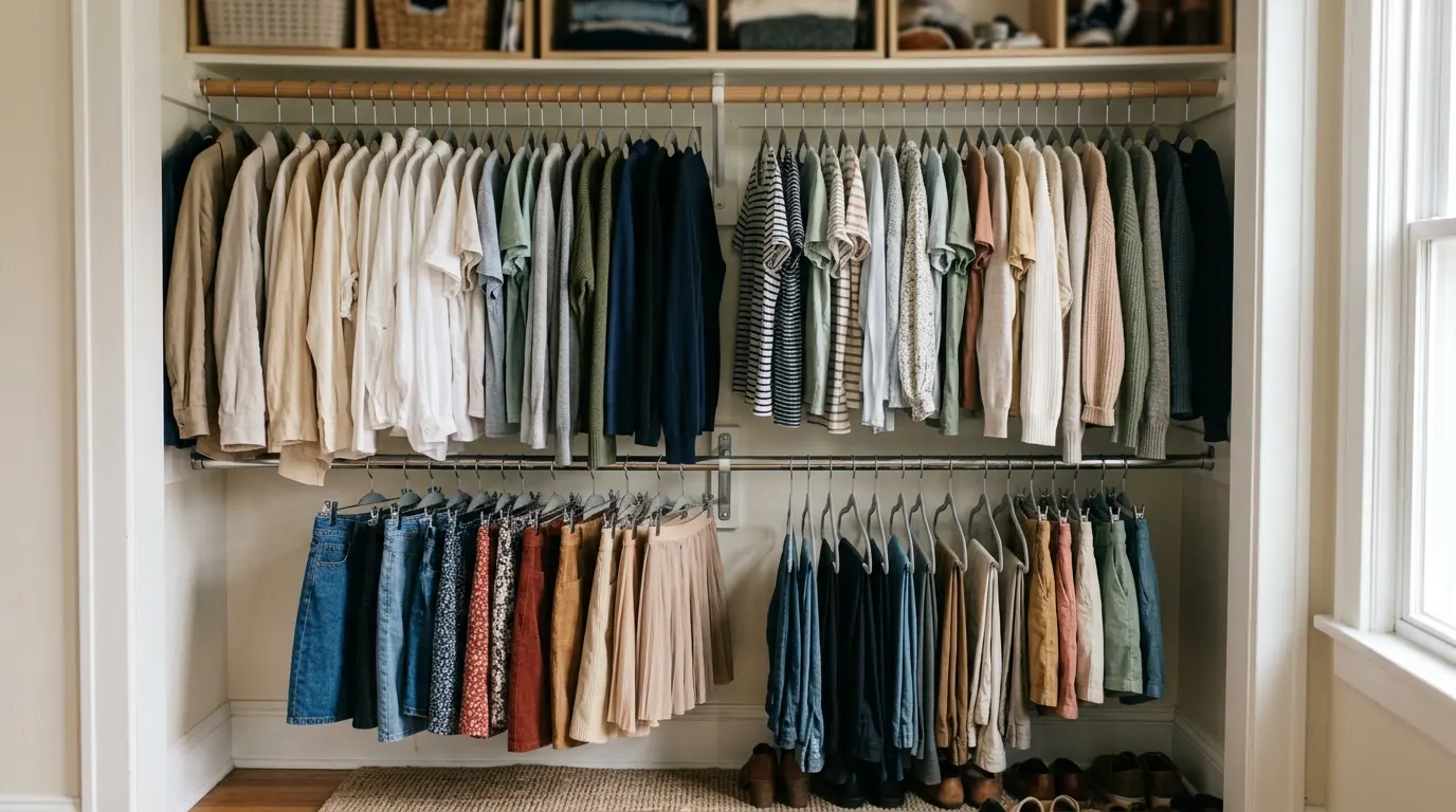 closet storage ideas double hanging rail