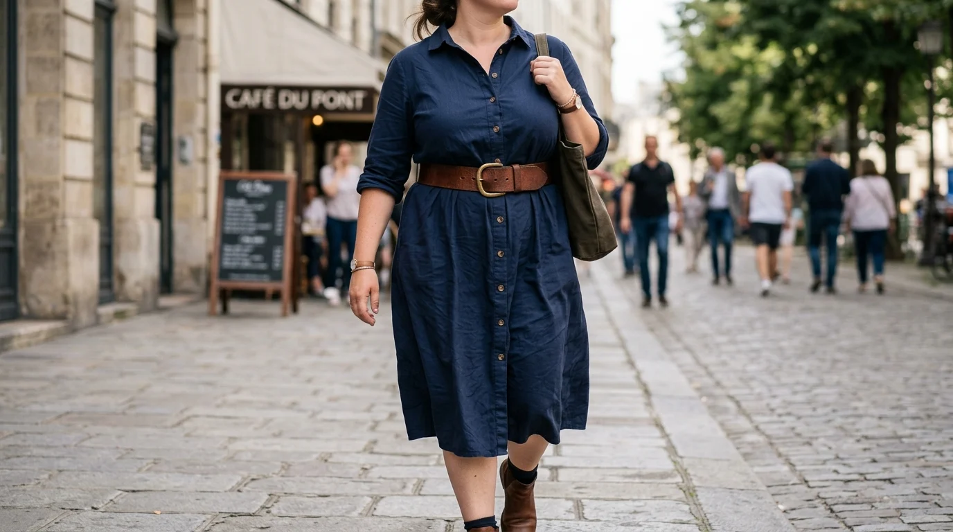 plus size outfit ideas wide leg trousers with tucked top