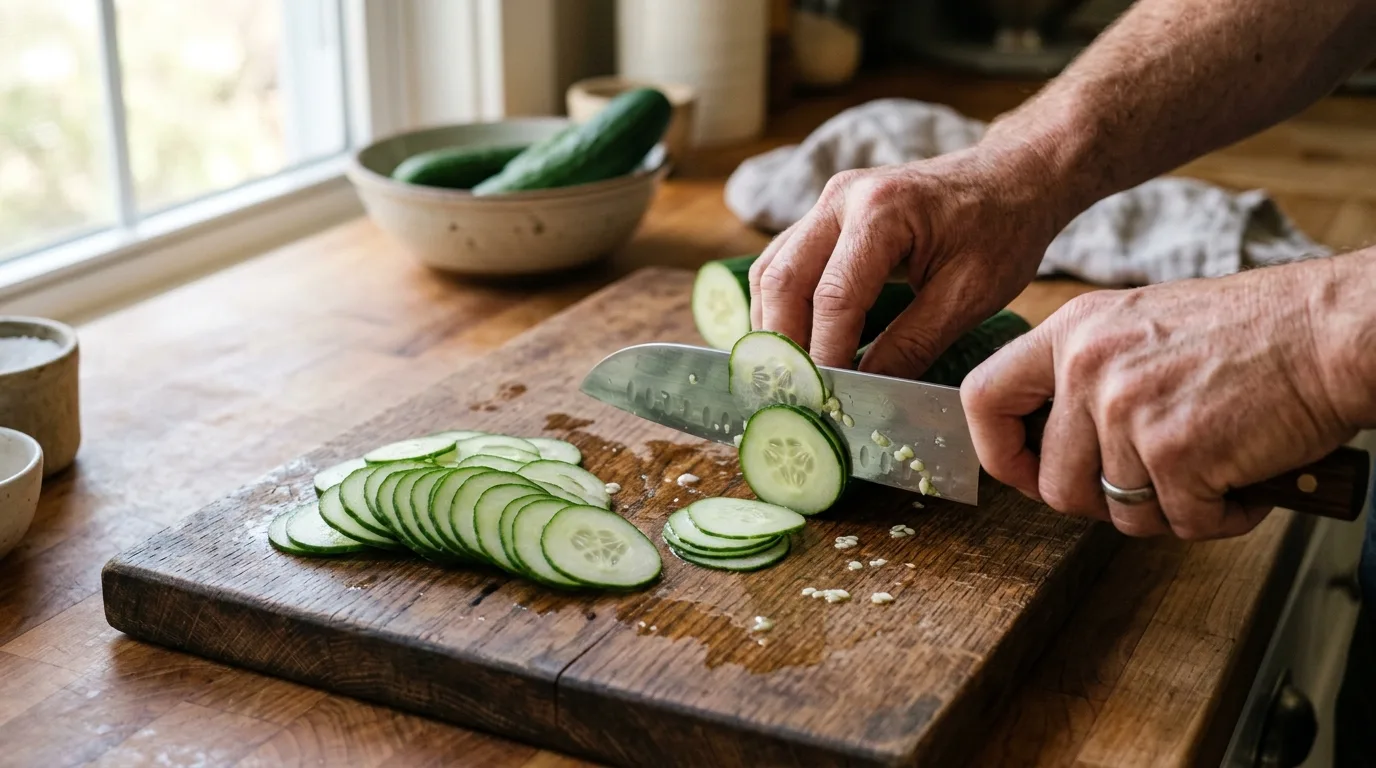 cucumbers and onions in vinegar in a glass bowl, cucumbers and onions in vinegar with fresh dill, cucumbers and onions in vinegar served with grilled food.