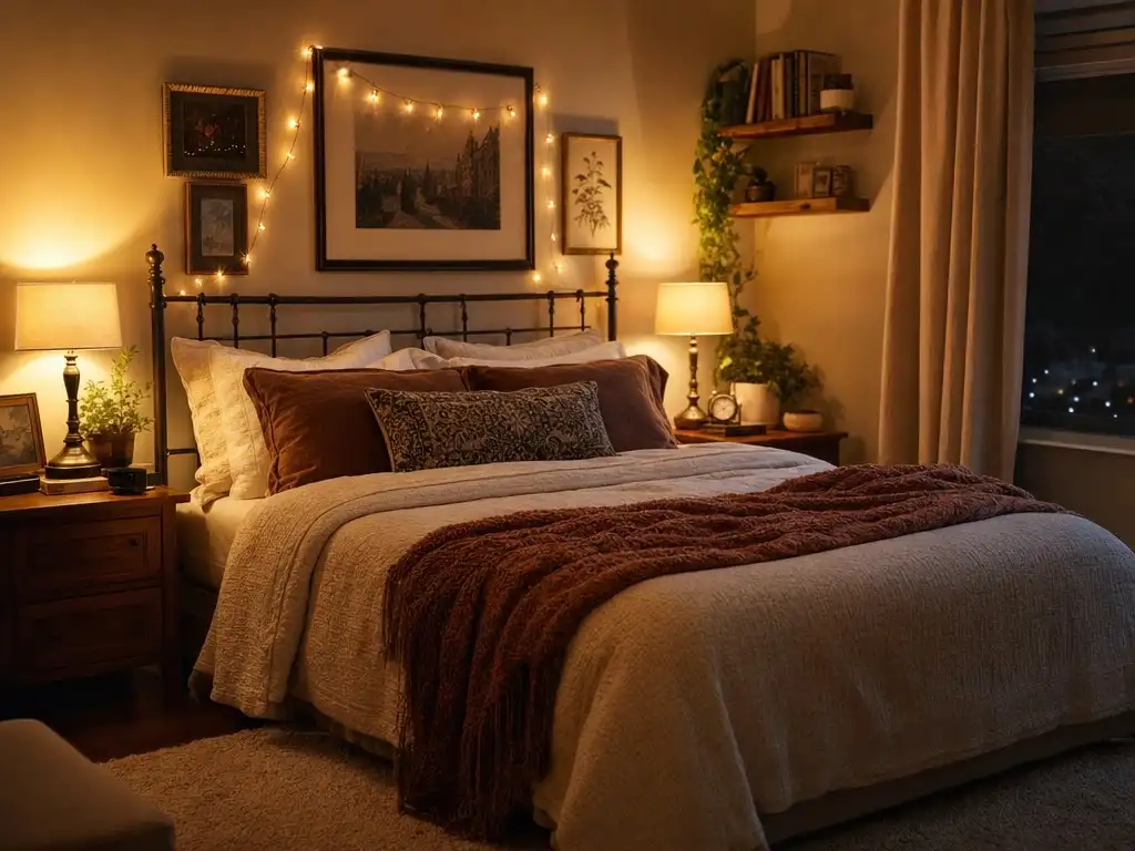 déco de chambre cocon, déco de chambre mur d'accent, déco de chambre bohème