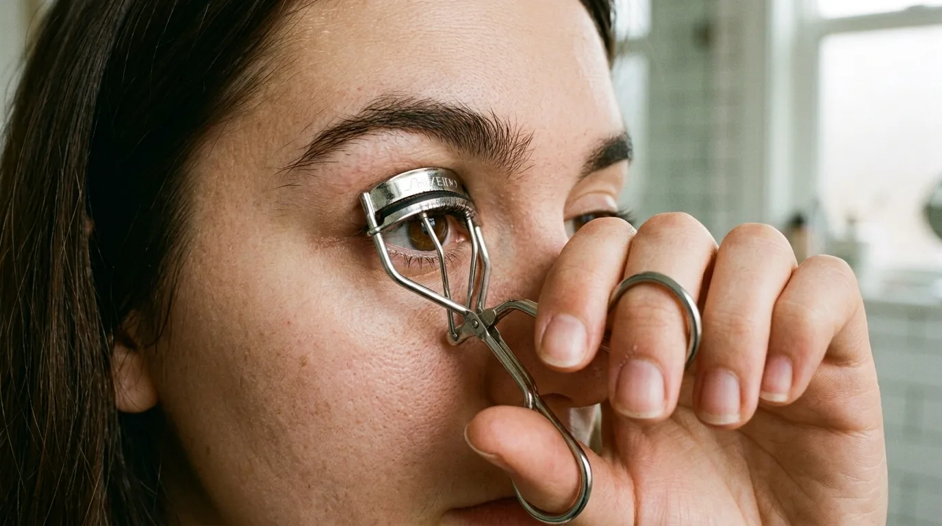 perfect eyelashes curled before mascara, perfect eyelashes separated with a spoolie, perfect eyelashes natural daytime look