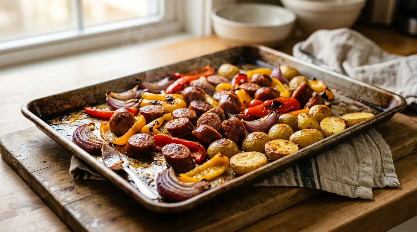 easy meals for family taco night, easy meals for family sheet pan sausage dinner, easy meals for family baked potato bar