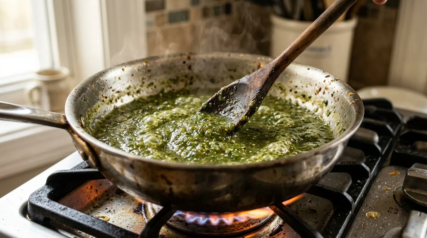 tomatillo sauce in a ceramic bowl, tomatillo sauce roasted tomatillos and chilies, tomatillo sauce spooned over fried eggs.