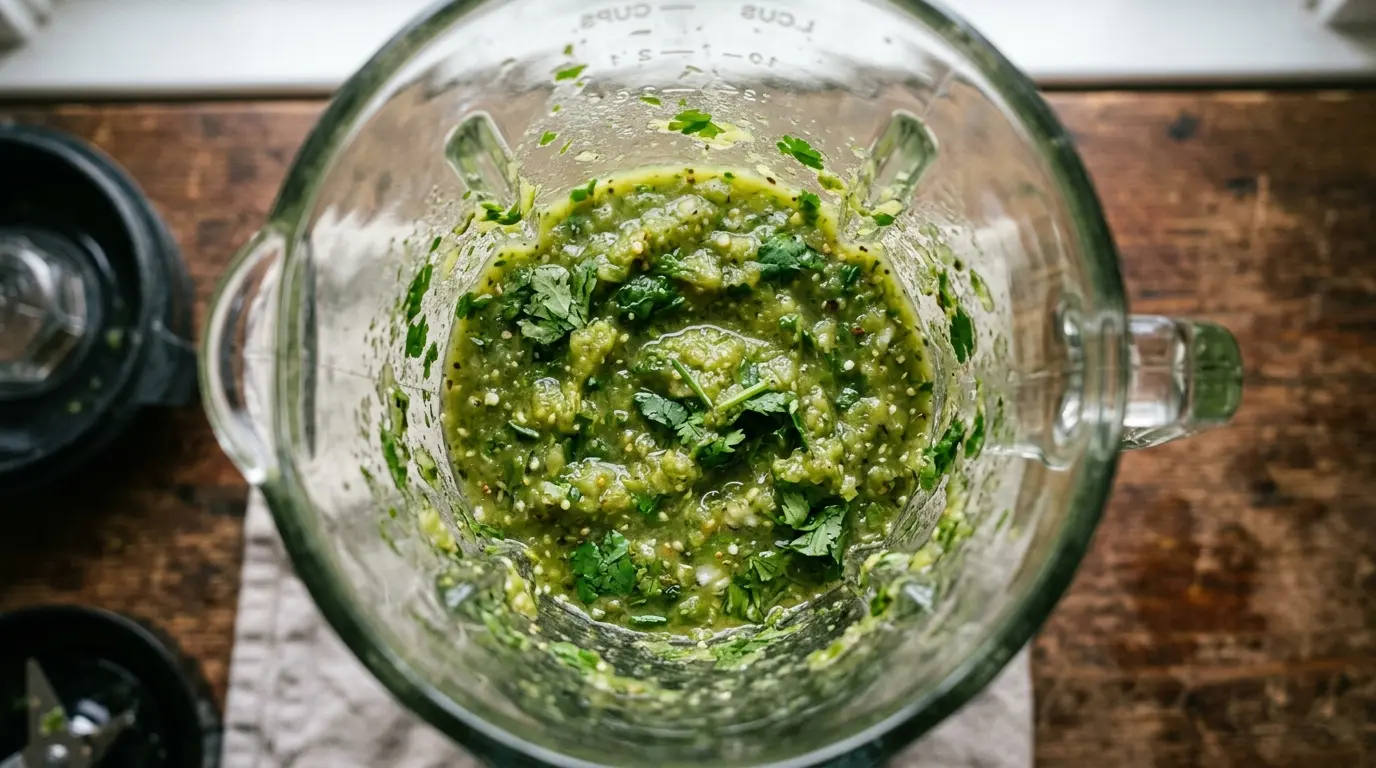 tomatillo sauce in a ceramic bowl, tomatillo sauce roasted tomatillos and chilies, tomatillo sauce spooned over fried eggs.