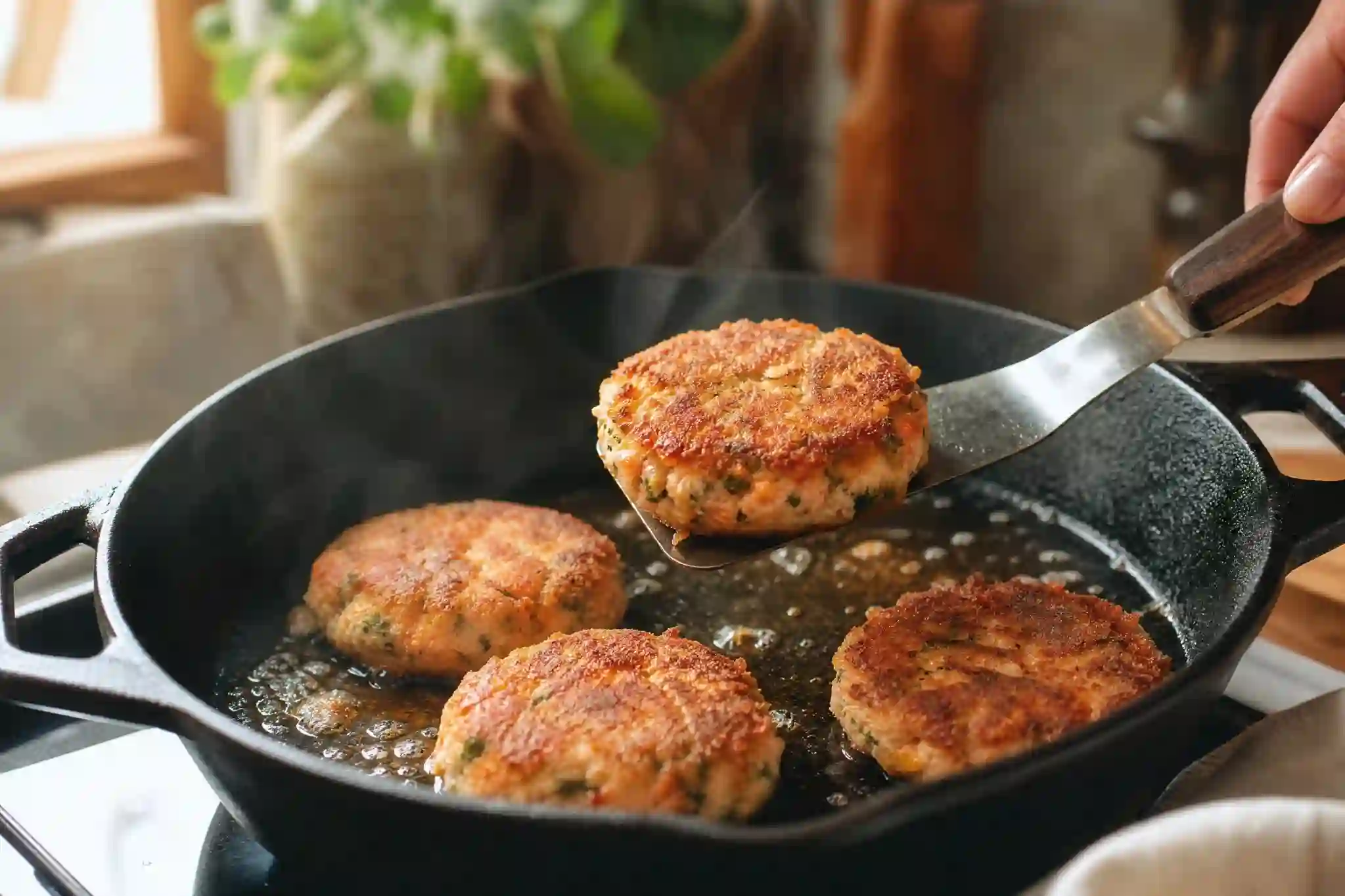 salmon patties recipe crispy golden patties on a plate,easy salmon patties recipe made with canned salmon,salmon patties recipe served with lemon and dill sauce