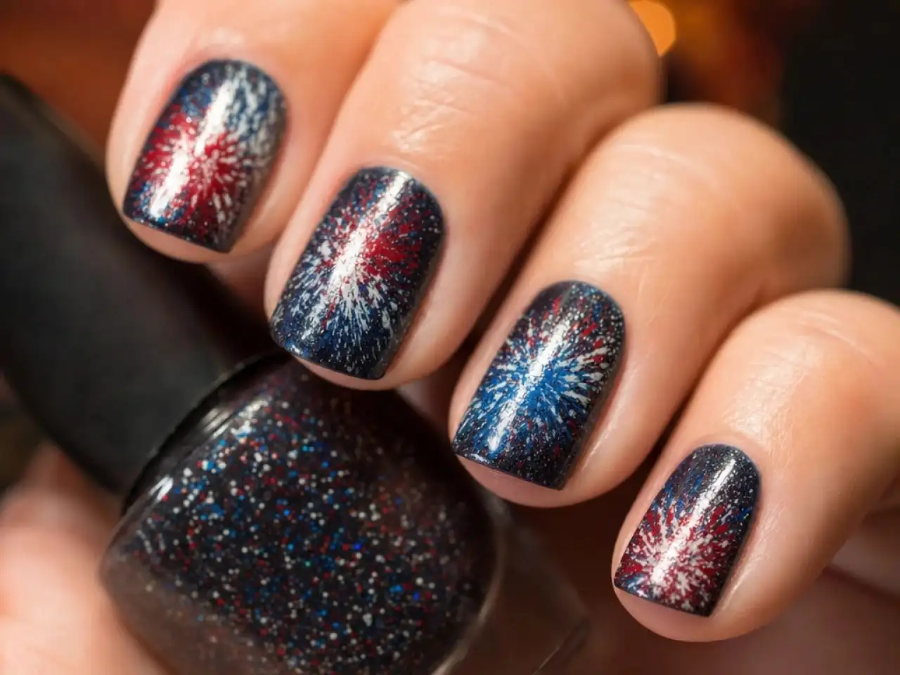 simple Fourth of July nail designs, easy red white and blue nails, simple Fourth of July nail designs at home.