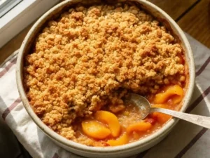 peach crumble recipe, easy peach crumble recipe, peach crumble recipe with oats