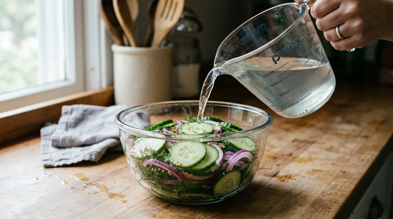 cucumbers and onions in vinegar in a glass bowl, cucumbers and onions in vinegar with fresh dill, cucumbers and onions in vinegar served with grilled food.