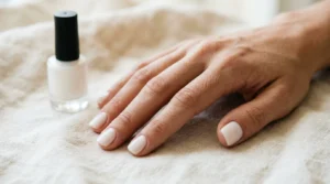 cute simple summer nails in milky white