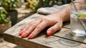 nail ideas for summer in warm coral