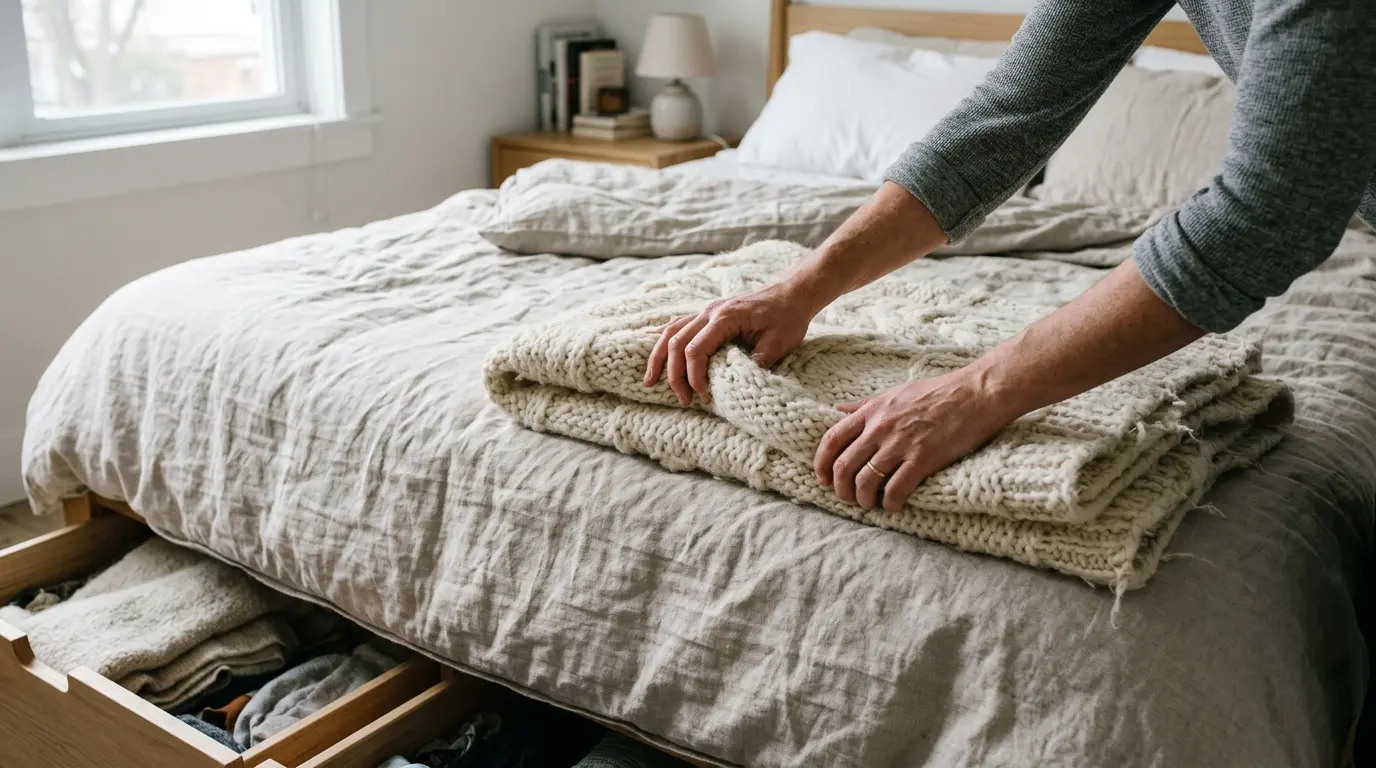 4. Storage ottoman that also works as a footrest