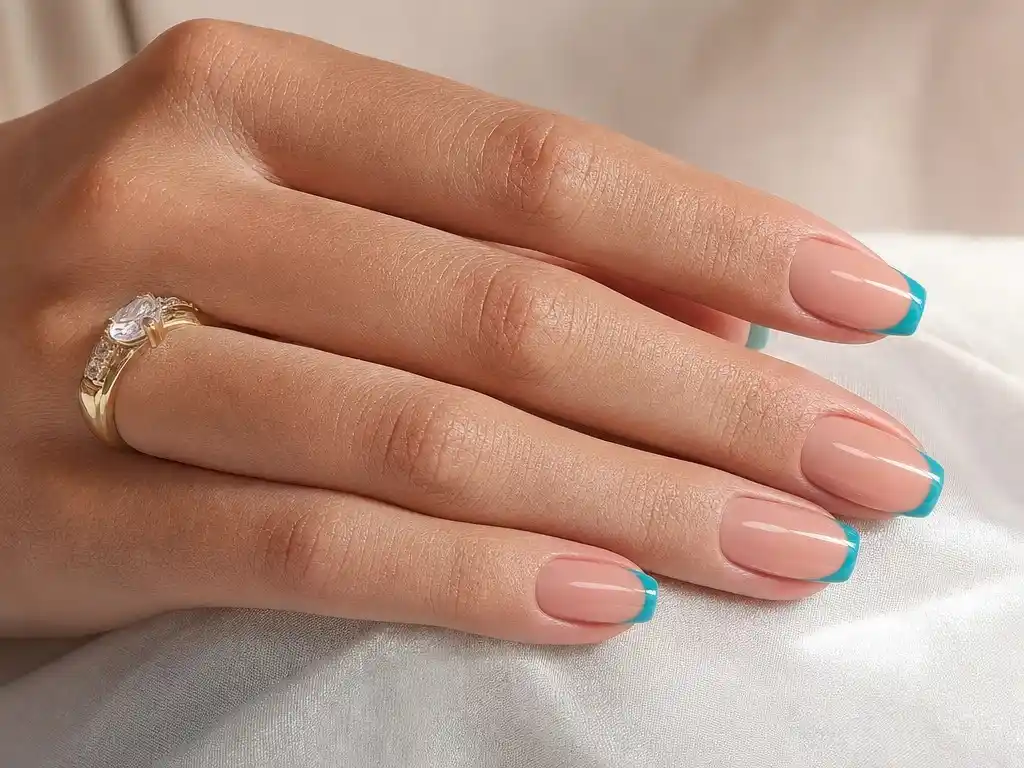 ongles été corail, nail art fleuri été, ongles été french colorée