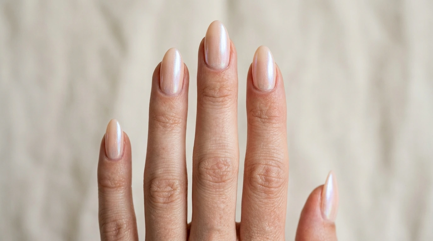 orange chrome nails in copper mirror finish