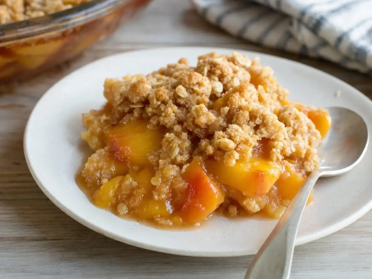 peach crumble recipe, easy peach crumble recipe, peach crumble recipe with oats