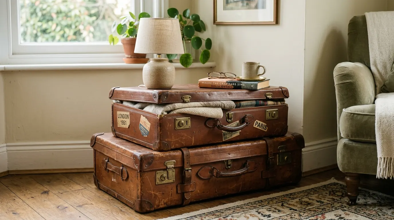 2. Vintage suitcase stack