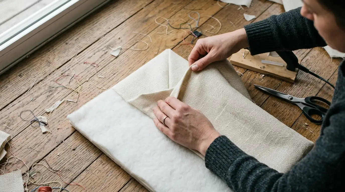 diy room decor fabric wrapped headboard