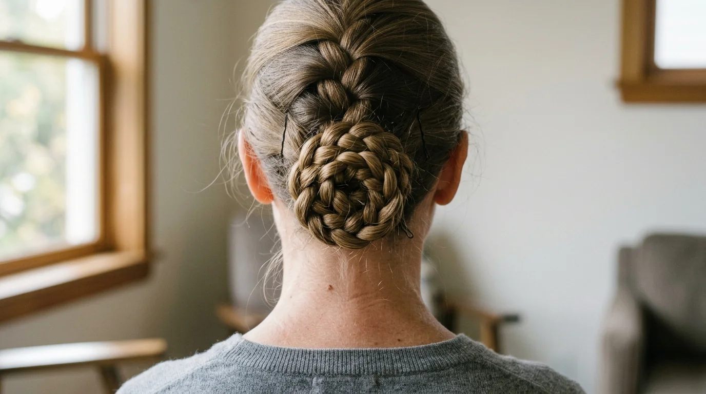 9. Braided low bun