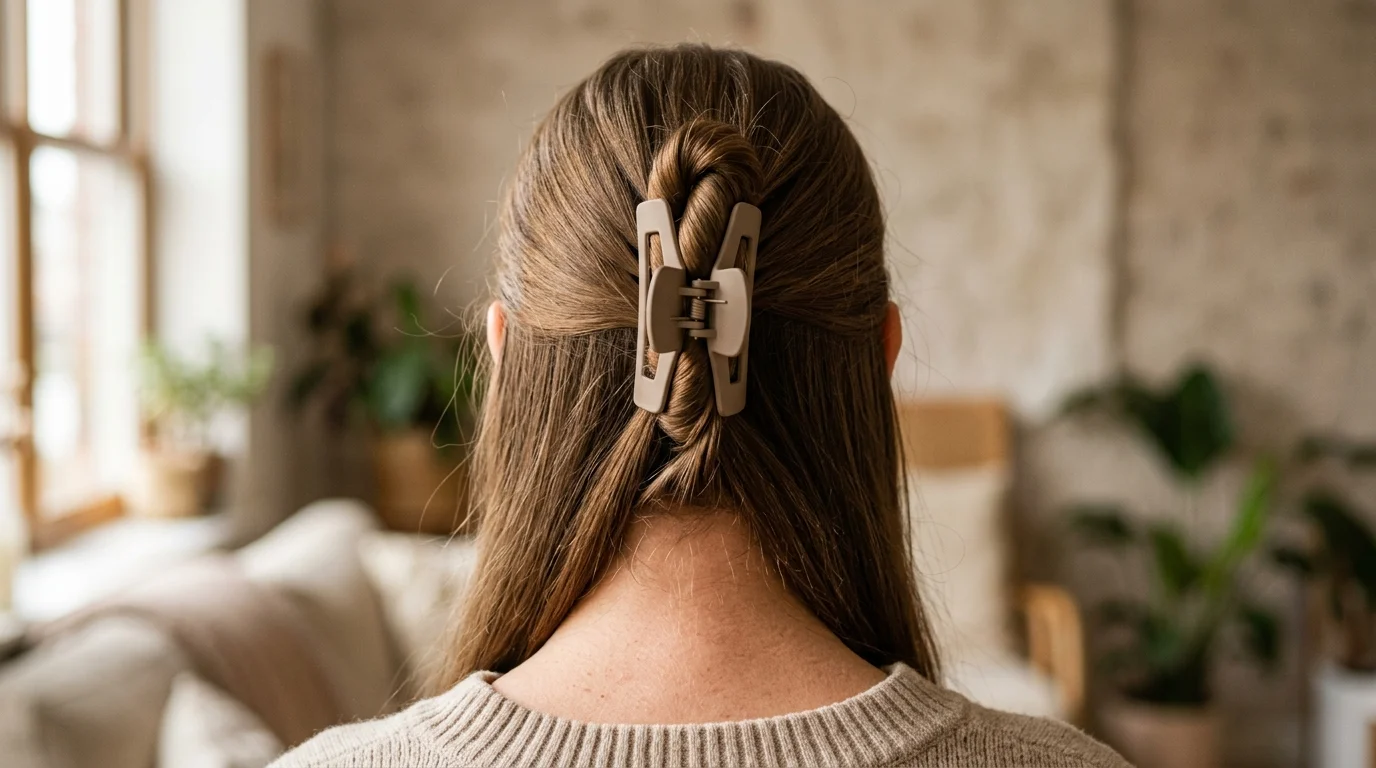 2. Half up with a claw clip