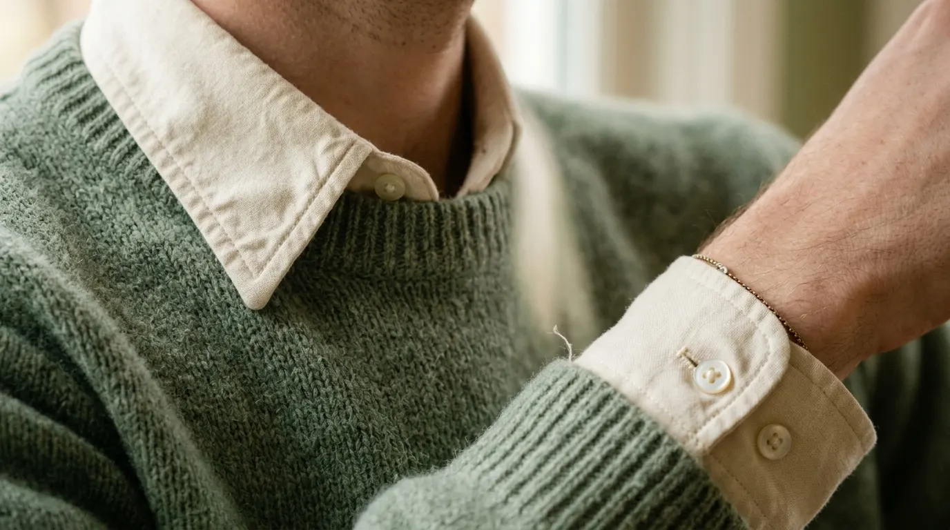 11. Layer a shirt under a jumper