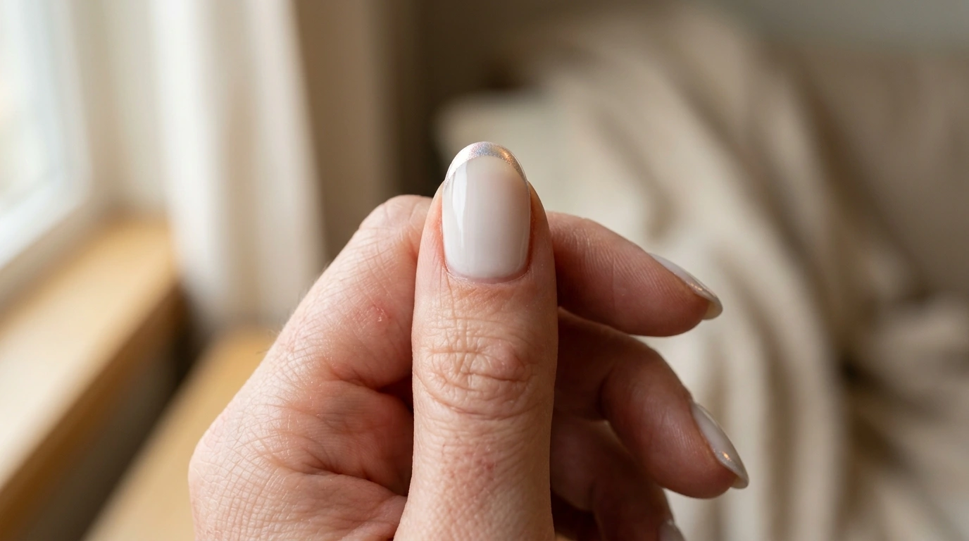 7. Milky base with a chrome tip