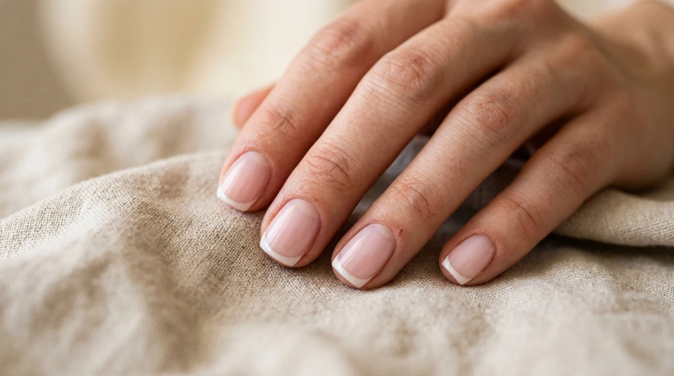 2. Milky pink base with a white tip