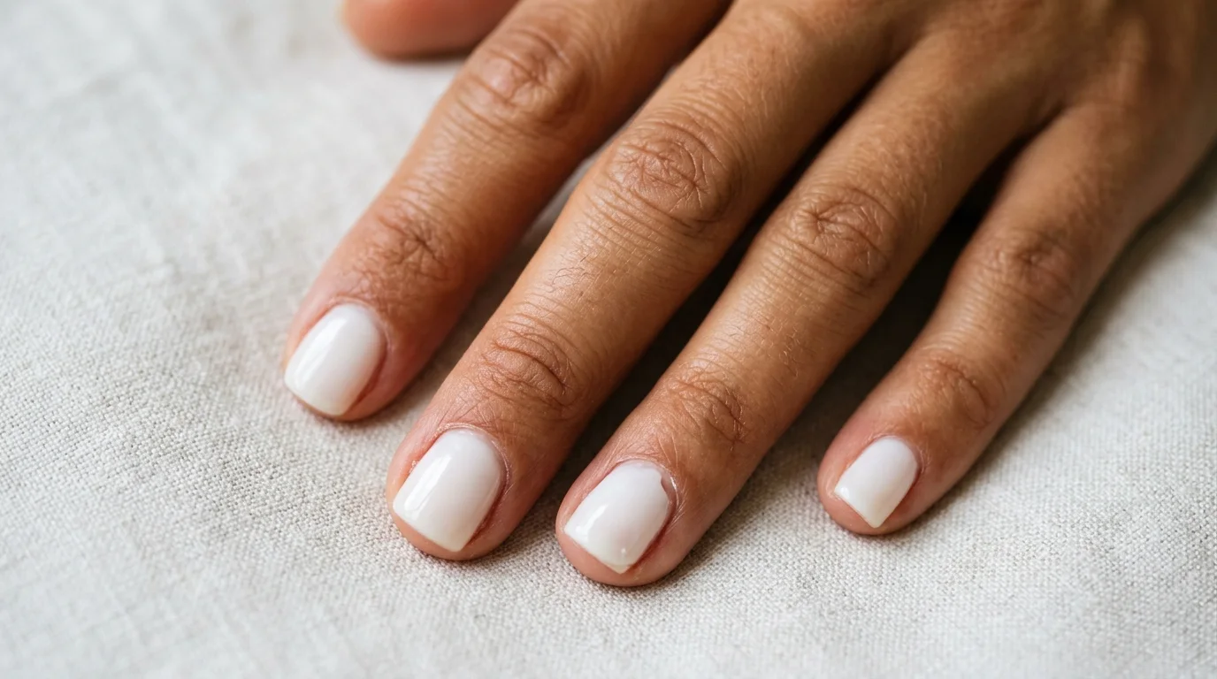 1. Milky white on short nails