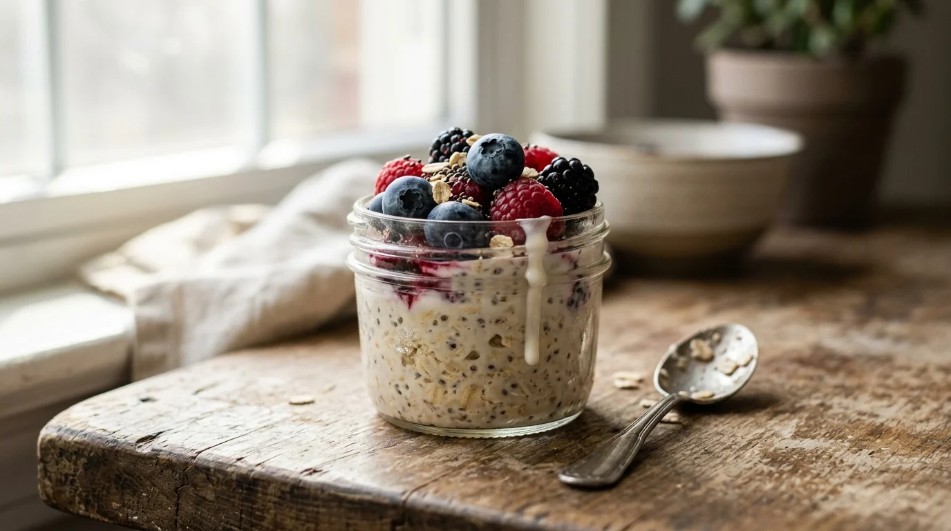 7. Overnight oats made with milk and yoghurt