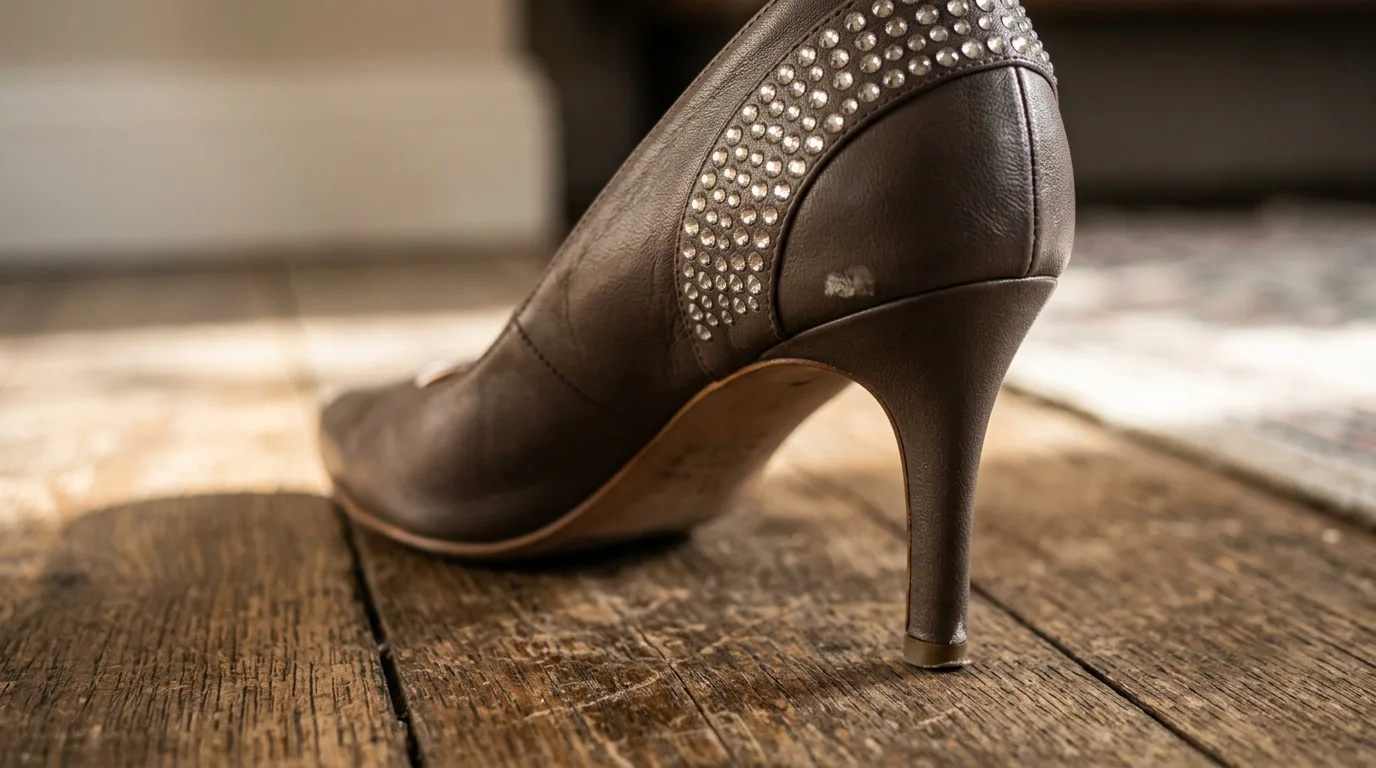 8. Shoes, on the heel or the strap