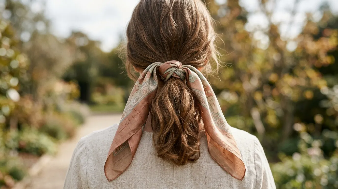 8. Silk scarf tied over the length