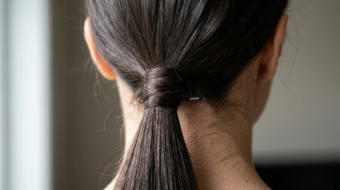4. Sleek high ponytail with a wrapped base