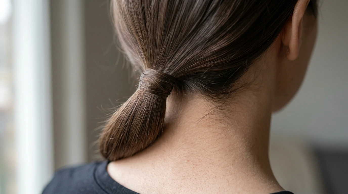 10. Sleek low ponytail with a wrapped section
